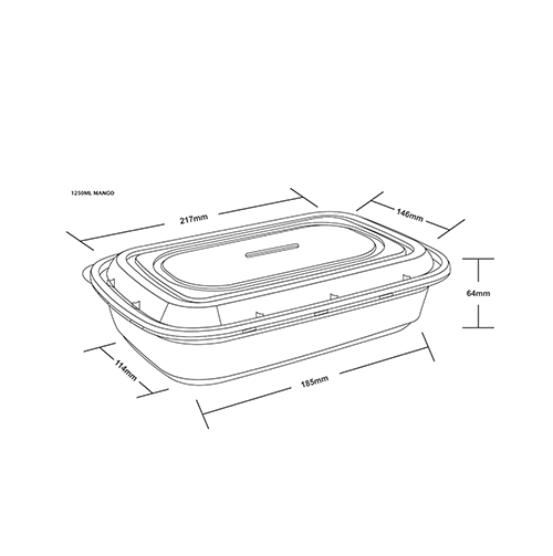 Mango Series 1250 ml Dimensions
