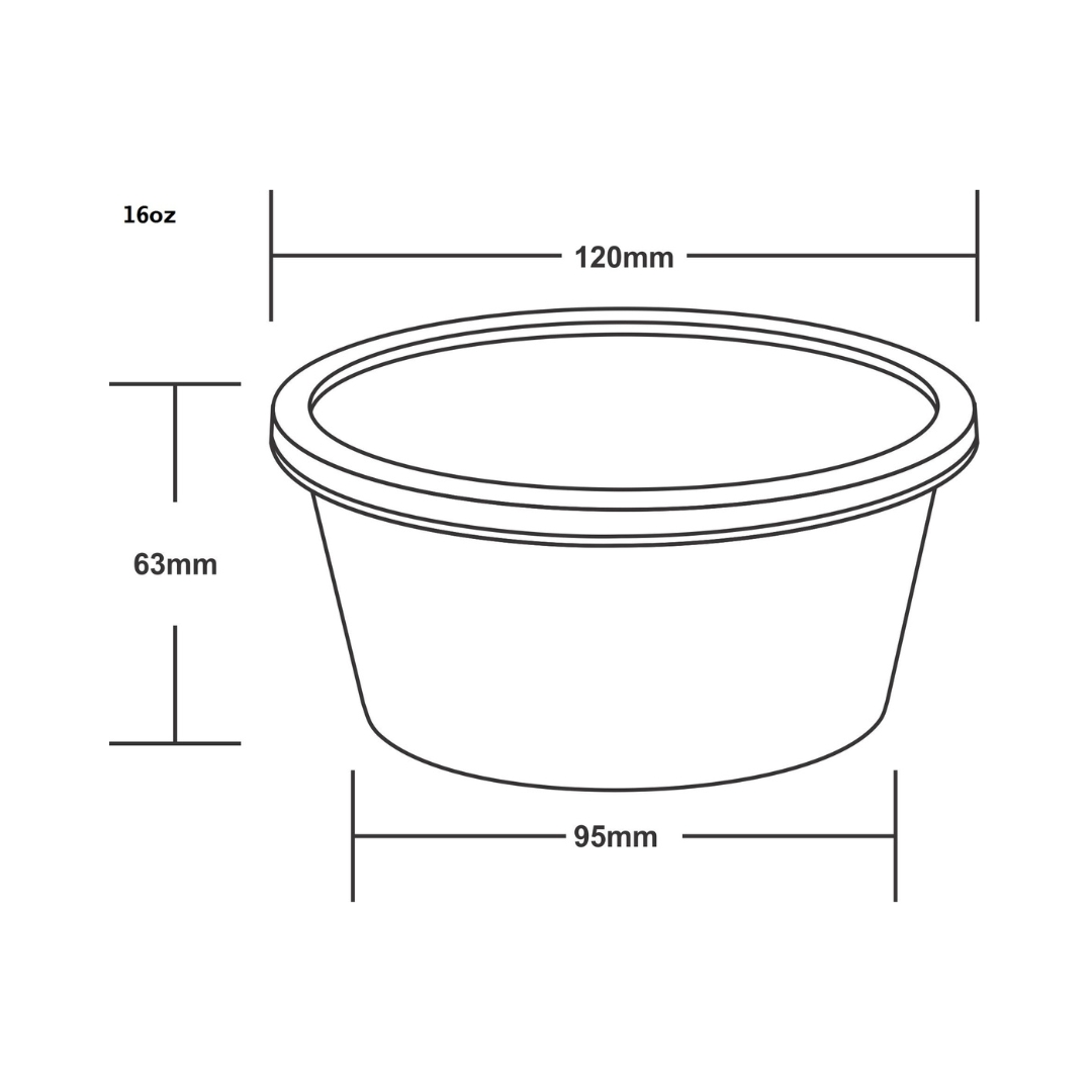 Round Series 16 OZ Dimensions